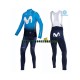 Herr Cykeltröjor Långärmad och Bib Cykeltights Vinter Thermal Fleece 2019 Movistar Team N001