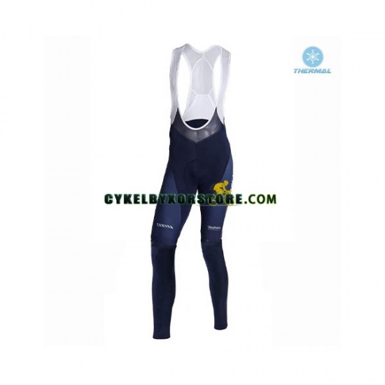 Herr Cykeltröjor Långärmad och Bib Cykeltights Vinter Thermal Fleece 2019 Movistar Team N001