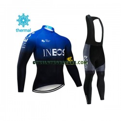 Herr Cykeltröjor Långärmad och Bib Cykeltights Vinter Thermal Fleece 2019 TEAM INEOS N002