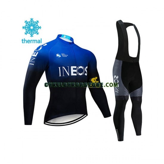 Herr Cykeltröjor Långärmad och Bib Cykeltights Vinter Thermal Fleece 2019 TEAM INEOS N002