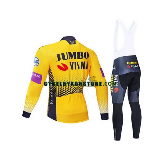 Herr Cykeltröjor Långärmad och Bib Cykeltights 2019 Team Jumbo-Visma N001