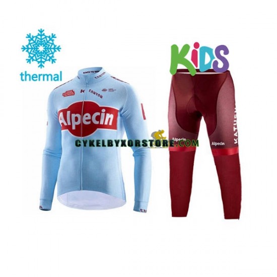 Barn Cykeltröjor Långärmad och Cykeltights Vinter Thermal Fleece 2019 Team Katusha Alpecin N001