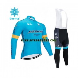 Herr Cykeltröjor Långärmad och Bib Cykeltights Vinter Thermal Fleece 2020 Astana Pro Team N001