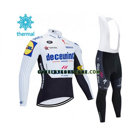 Herr Cykeltröjor Långärmad och Bib Cykeltights Vinter Thermal Fleece 2020 Deceuninck-Quick-Step N004