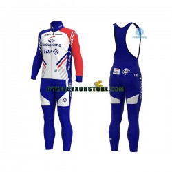 Herr Cykeltröjor Långärmad och Bib Cykeltights Vinter Thermal Fleece 2020 Groupama-FDJ N001