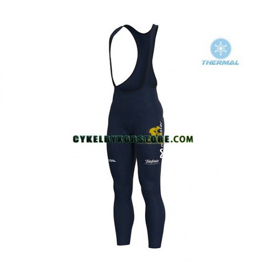 Herr Cykeltröjor Långärmad och Bib Cykeltights Vinter Thermal Fleece 2020 Movistar Team N001