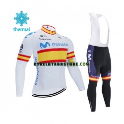 Herr Cykeltröjor Långärmad och Bib Cykeltights Vinter Thermal Fleece 2020 Movistar Team N002