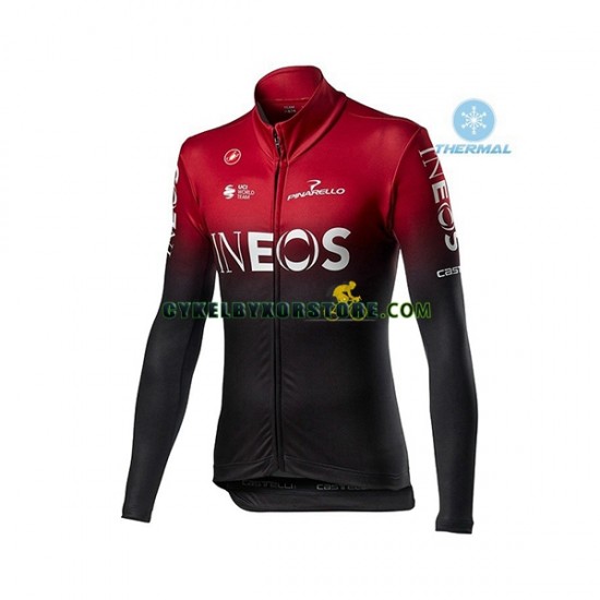 Herr Cykeltröjor Långärmad och Bib Cykeltights Vinter Thermal Fleece 2020 TEAM INEOS N001