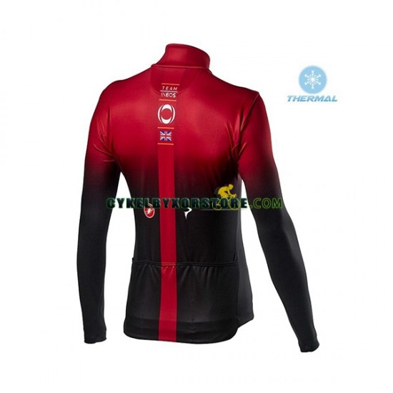 Herr Cykeltröjor Långärmad och Bib Cykeltights Vinter Thermal Fleece 2020 TEAM INEOS N001