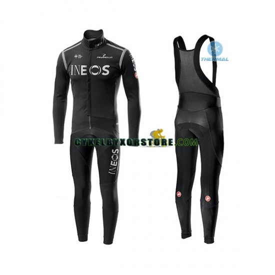 Herr Cykeltröjor Långärmad och Bib Cykeltights Vinter Thermal Fleece 2020 TEAM INEOS N002
