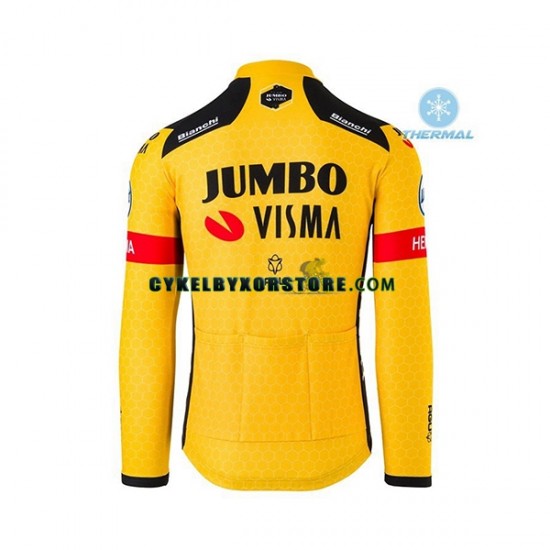 Herr Cykeltröjor Långärmad och Bib Cykeltights Vinter Thermal Fleece 2020 Team Jumbo-Visma N001