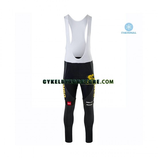 Herr Cykeltröjor Långärmad och Bib Cykeltights Vinter Thermal Fleece 2020 Team Jumbo-Visma N001