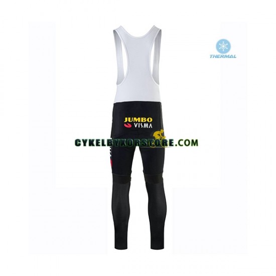 Herr Cykeltröjor Långärmad och Bib Cykeltights Vinter Thermal Fleece 2020 Team Jumbo-Visma N001