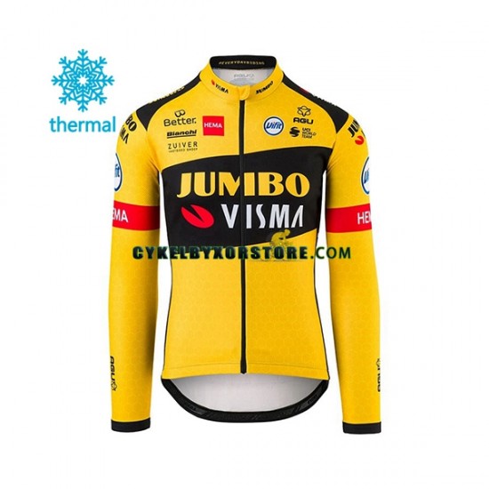 Herr Cykeltröjor Vinter Thermal Fleece 2020 Team Jumbo-Visma N001