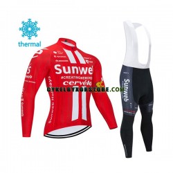Herr Cykeltröjor Långärmad och Bib Cykeltights Vinter Thermal Fleece 2020 Team Sunweb N001
