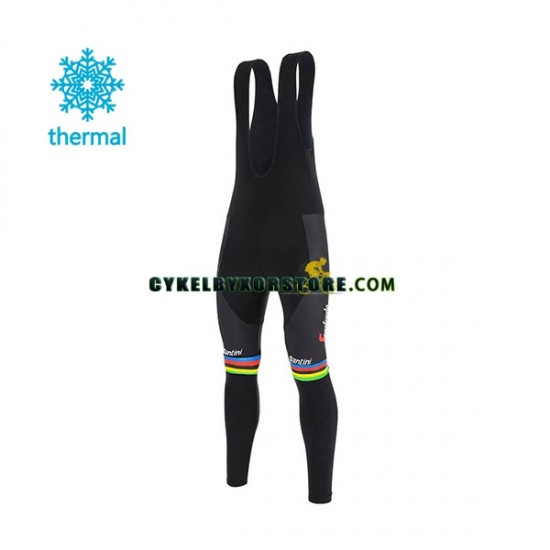 Herr Långa cykelbyxor med hängslen Vinter Thermal Fleece 2020 Trek-Segafredo UCI World Champion N001