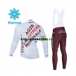 Herr Cykeltröjor Långärmad och Bib Cykeltights Vinter Thermal Fleece 2021 AG2R Citroen Team N001