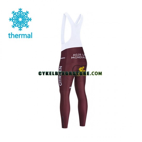 Herr Långa cykelbyxor med hängslen Vinter Thermal Fleece 2021 AG2R Citroen Team N001