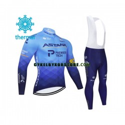 Herr Cykeltröjor Långärmad och Bib Cykeltights Vinter Thermal Fleece 2021 Astana-Premier Tech N001