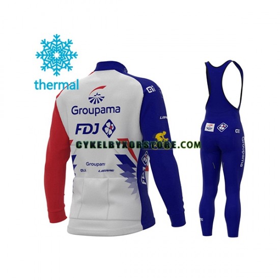 Herr Cykeltröjor Långärmad och Bib Cykeltights Vinter Thermal Fleece 2021 Groupama-FDJ N001