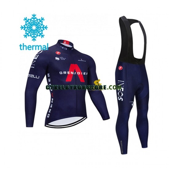 Herr Cykeltröjor Långärmad och Bib Cykeltights Vinter Thermal Fleece 2021 Ineos Grenadiers N003