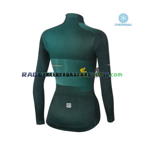 Dam Cykeltröjor Långärmad och Cykeltights Vinter Thermal Fleece 2021 Sportful Leaf N002