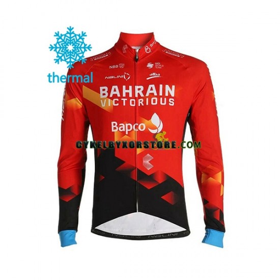 Herr Cykeltröjor Vinter Thermal Fleece 2021 Team Bahrain Victorious N001