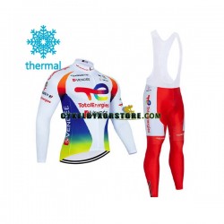 Herr Cykeltröjor Långärmad och Bib Cykeltights Vinter Thermal Fleece 2021 Team TotalEnergies N003