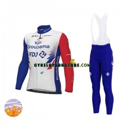 Herr Cykeltröjor Långärmad och Bib Cykeltights Vinter Thermal Fleece 2022 Groupama-FDJ N001