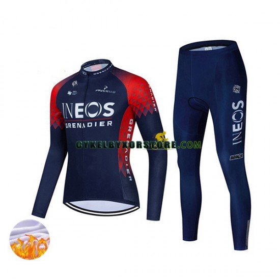Dam Cykeltröjor Långärmad och Cykeltights Vinter Thermal Fleece 2022 Ineos Grenadiers N001