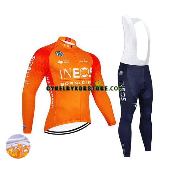 Herr Cykeltröjor Långärmad och Bib Cykeltights Vinter Thermal Fleece 2022 Ineos Grenadiers N002