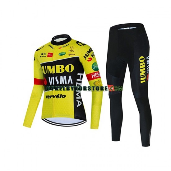 Dam Cykeltröjor Långärmad och Cykeltights 2022 Team Jumbo-Visma N001
