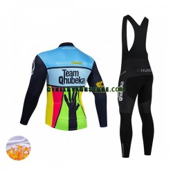 Herr Cykeltröjor Långärmad och Bib Cykeltights Vinter Thermal Fleece 2022 Team Qhubeka N001