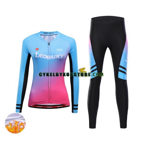Dam Cykeltröjor Långärmad och Cykeltights Vinter Thermal Fleece Leobaiky N001