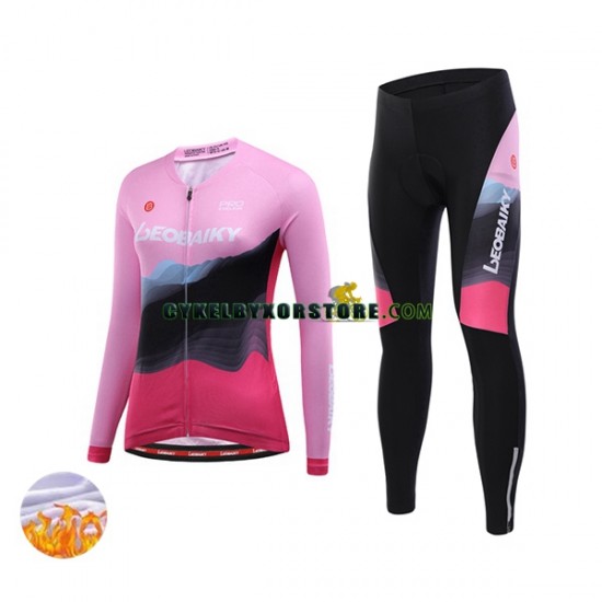 Dam Cykeltröjor Långärmad och Cykeltights Vinter Thermal Fleece Leobaiky N002
